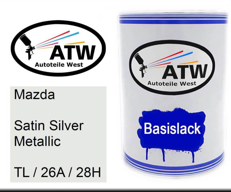 Mazda, Satin Silver Metallic, TL / 26A / 28H: 500ml Lackdose, von ATW Autoteile West.